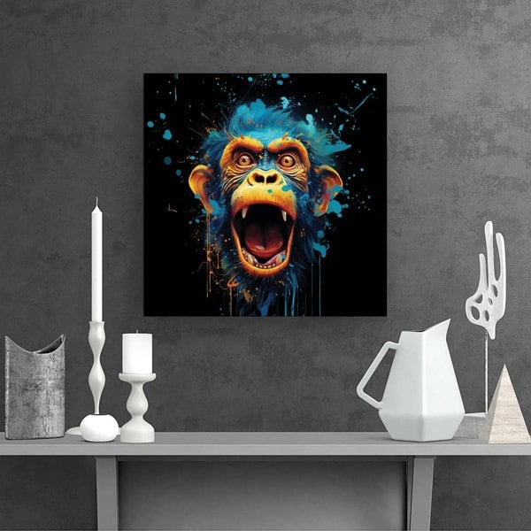 Warren Reed Crazy Monkey face Splash Art Canvas