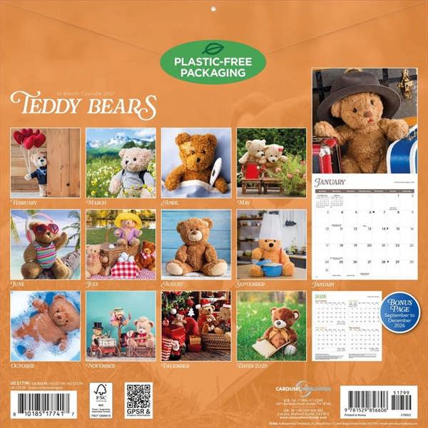 Teddy Bears Calendar 2027, Wall Calendars, Month To View, Family, Gift