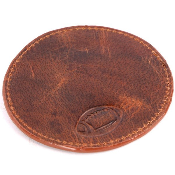 SPORTGIFTZ - Buffalo Leather Coaster | Rugby Ball Stitching | Durable and Elegant Design