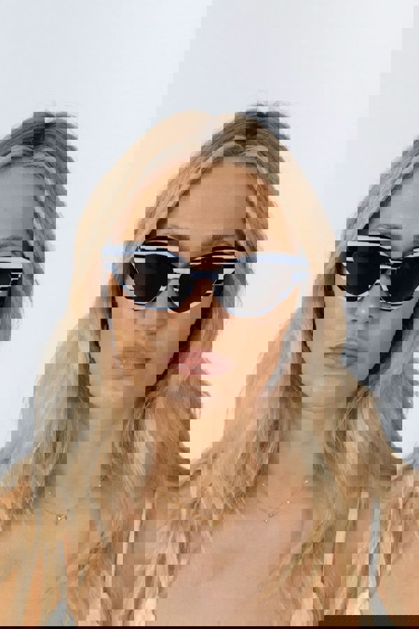 SVNX Cat-Eye Sunglasses in Black White Stripe