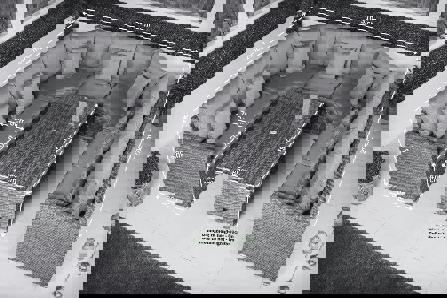 Giardino Santorini 7 Seat Modular Sofa Rattan Garden Furniture Set Outdoor Height Adjustable Coffee Table