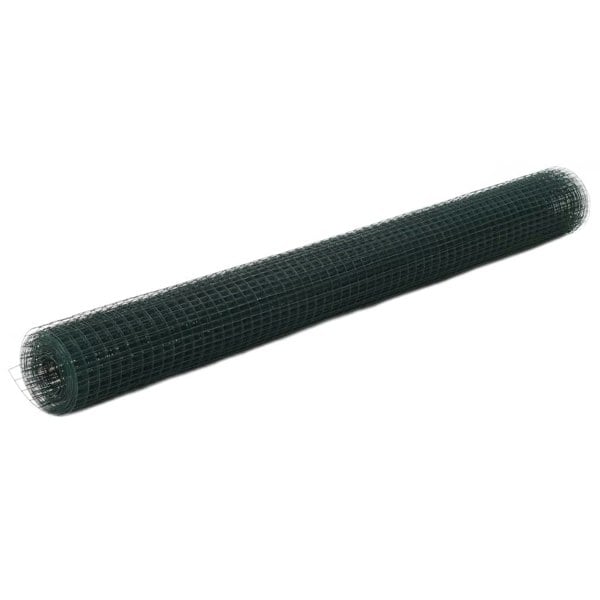 Berkfield Chicken Wire Fence Steel with PVC Coating 25x1.5 m Green
