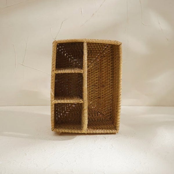 Rattan Condiment and Cutlery Basket Holder - Coastal Villa Homeware