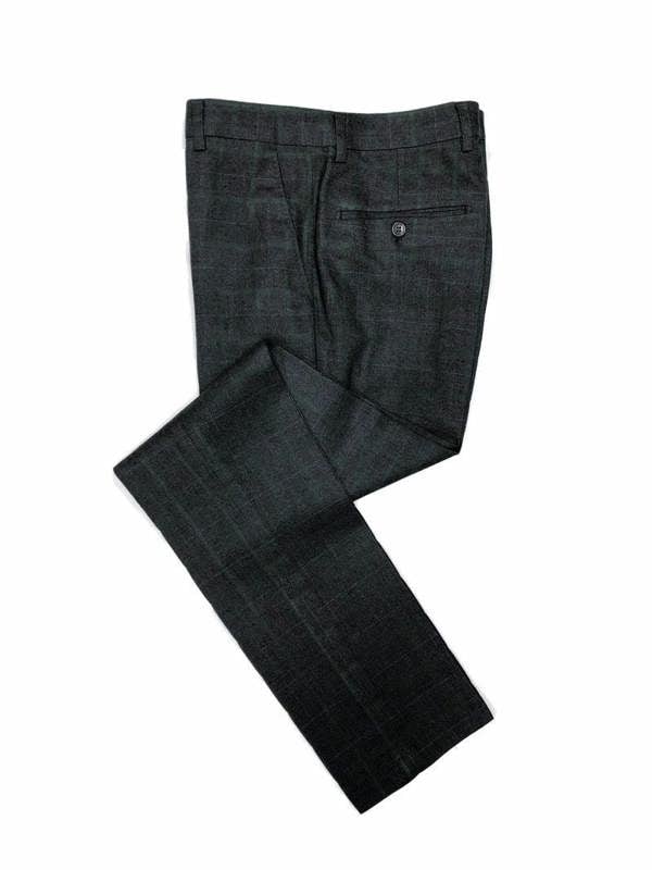 Grey & Green Check 2 Button 3-piece Suit - Pamoni