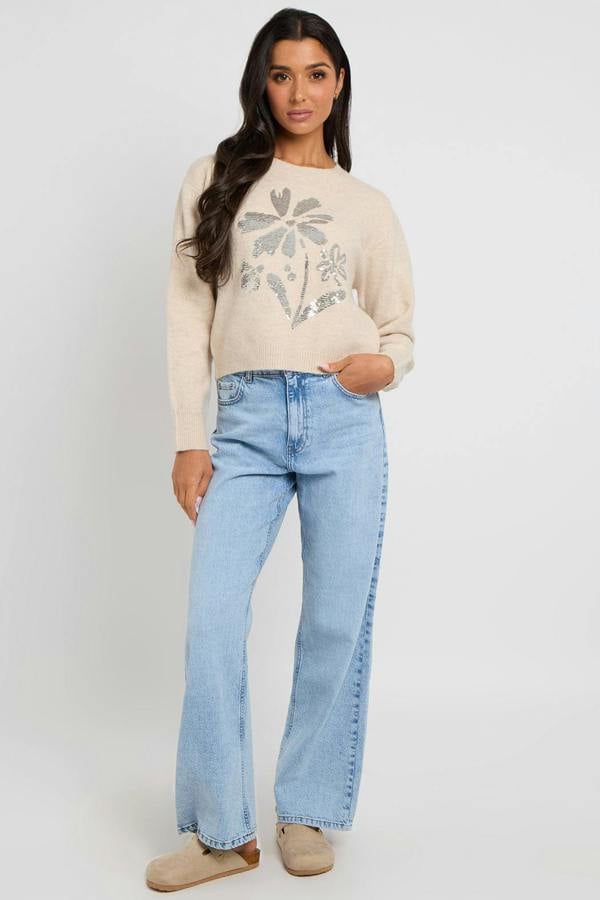Urban Bliss Floral sequin placement jumper