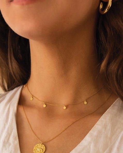 Dainty 18K Gold Disc Choker Necklace - Necklaces - Elk & Bloom