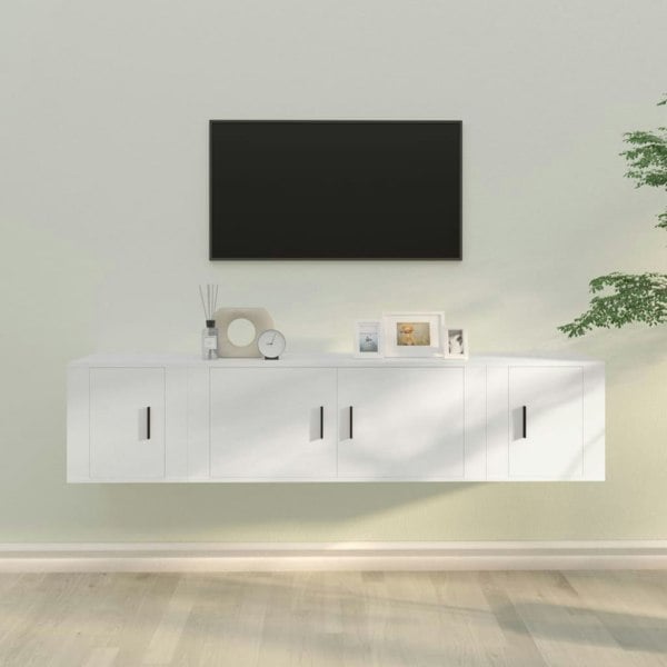 Berkfield 3 Piece TV Cabinet Set White Engineered Wood