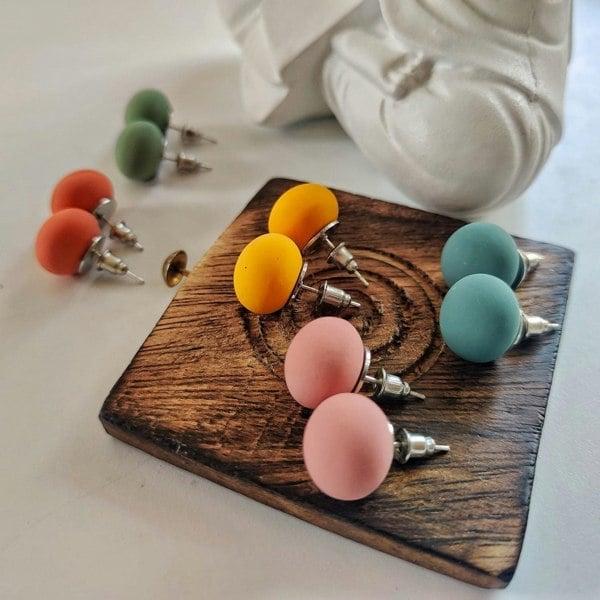 The Colourful Aura Multicolour Matte Unisex Round Ball Studs Minimalist Everyday Dot Earrings