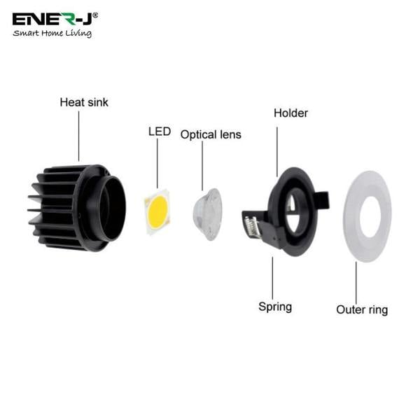 ENER-J 8W WiFi LED Recessed Spot Downlight, Fire Rated, Smart Ceiling Light, Works with Alexa & Google Assistant