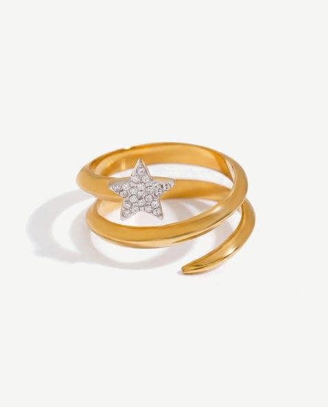Elk & Bloom Chunky Wrap 14K Gold Star Ring