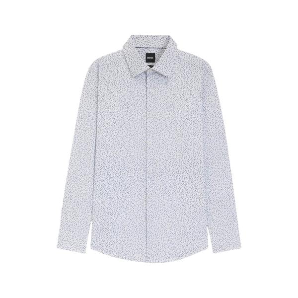 Boss Mens Micro-Dot Regular Long-Sleeved Shirt - Blue - 