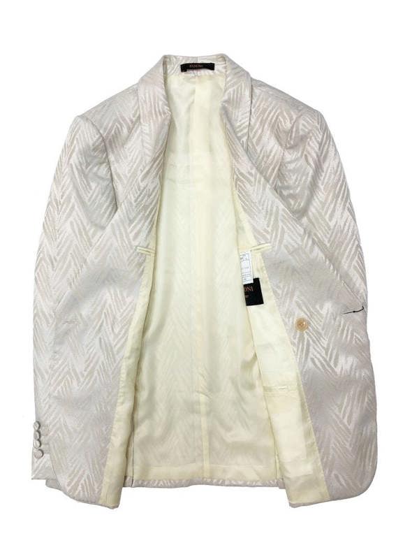 Chevron champagne blazer with white chevron inside lining - Pamoni