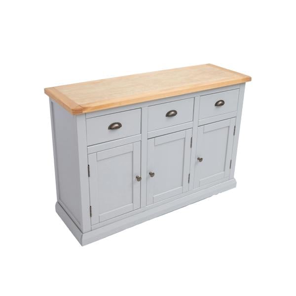 Cabinet Bits Loreo Light Grey 3 Drawer 3 Door Sideboard Brass Cup Handle