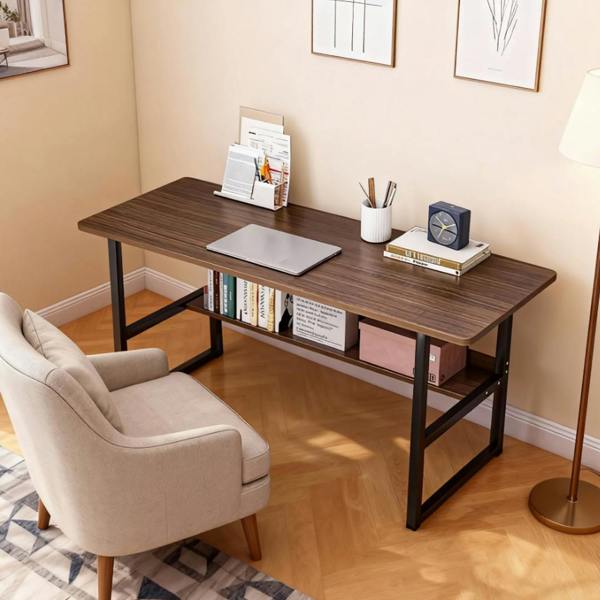 Havendro Home Office Computer Desk with Bookshelf Study Writing Workstation