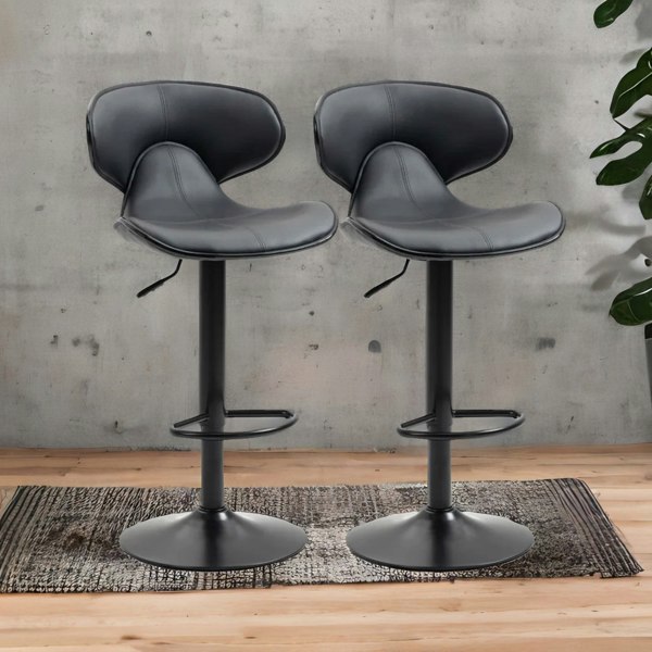 Rafaelo Mobilia Set Of 2 Grey Adjustable Swivel & Adjustable Height