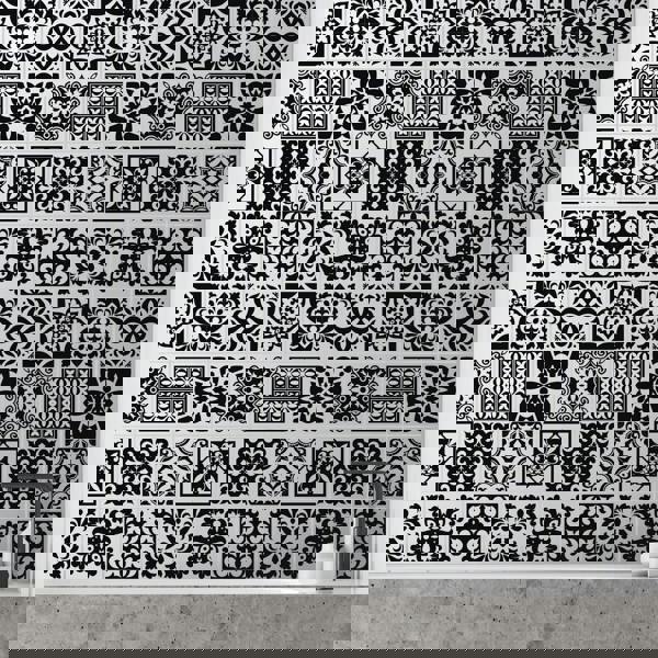 WT1566 - Calli Black and White Mediterranean Wall Tile Sticker Set - 15 cm x 15 cm - 24 pcs