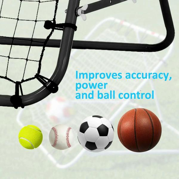 Black rebounder kickback net target frame with grid net and training balls