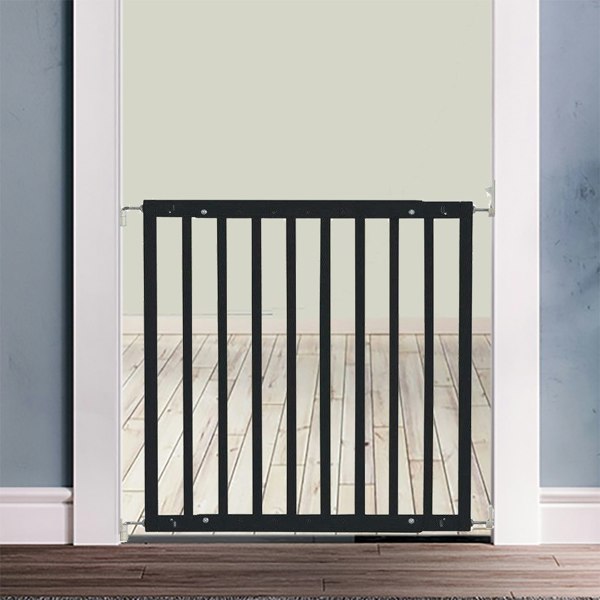 Bettacare Chunky Wooden Screw Fit Dog Gate, 63.5cm - 105.5cm, Black, Wooden Dog Gate Gate, Screw Fit Pet Stair Gate, Puppy Gate