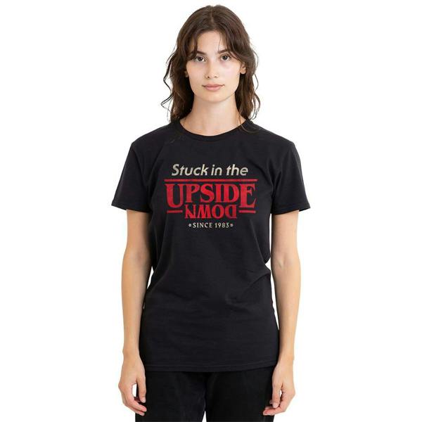 Stranger Things Womens/Ladies Upside Down Slogan T-Shirt - Black - 