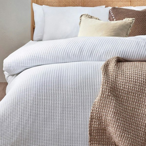 Yard Chunky Cotton Waffle Duvet Cover Set - White