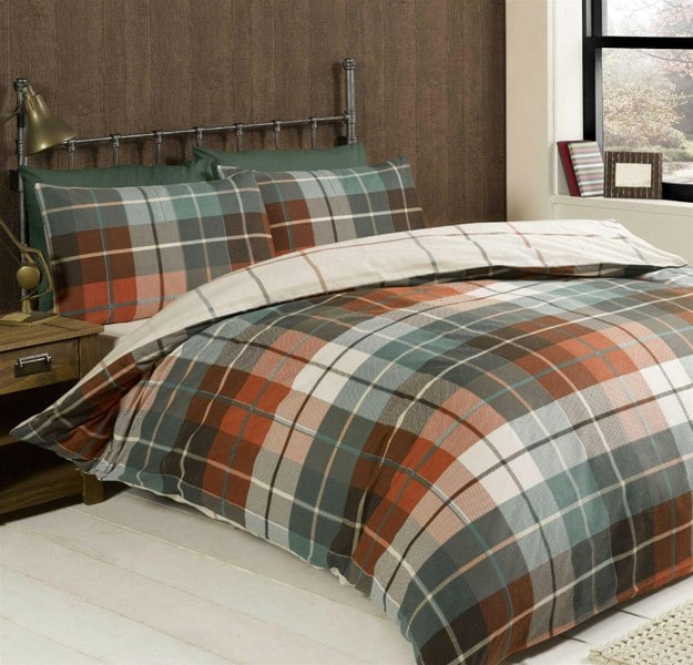 HomeSpace Direct Flannelette Brushed Cotton Tartan Duvet Cover Set