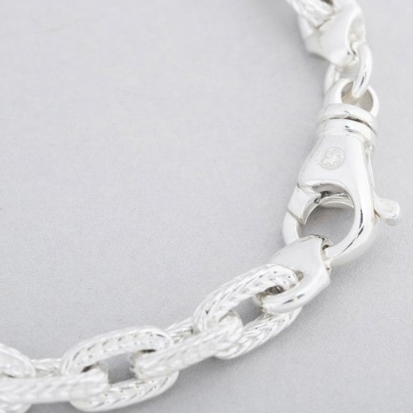 T. H. Baker Argentium Silver 7.5 Inch Textured Link Chain Bracelet ARG-94302-7.5