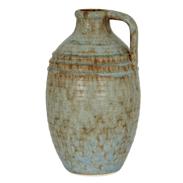 Wyld Haus Kala Tall Rustic Ceramic Jug Bottle Vase with Handle