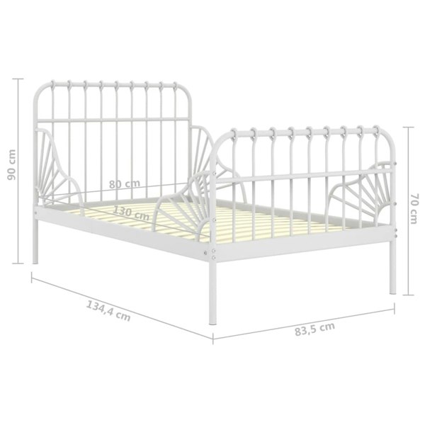 Berkfield Extendable Bed Frame White Metal 80x130/200 cm