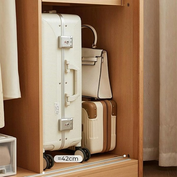 Soriano Sliding Door Wardrobe, Wood with pine bedside cabinets