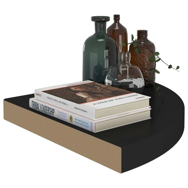 Berkfield Floating Corner Shelf Black 35x35x3.8 cm MDF