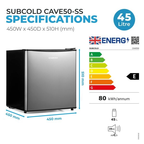 Subcold Cave50 Stainless Steel Beer Fridge - 45 Litre