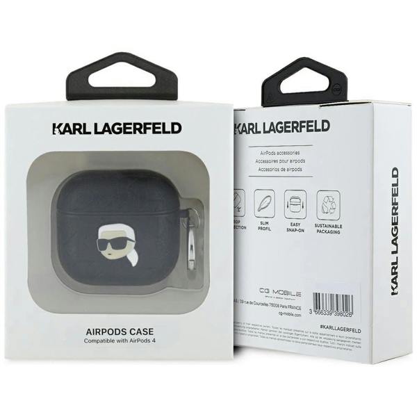 Karl Lagerfeld Monogram Karl Head Case for AirPods 4 Black - KLA4PGKIPK