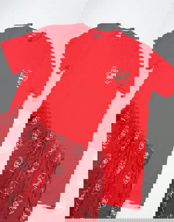 Arsenal Mens Red Logo Short Sleeve Long Leg Pyjama Set
