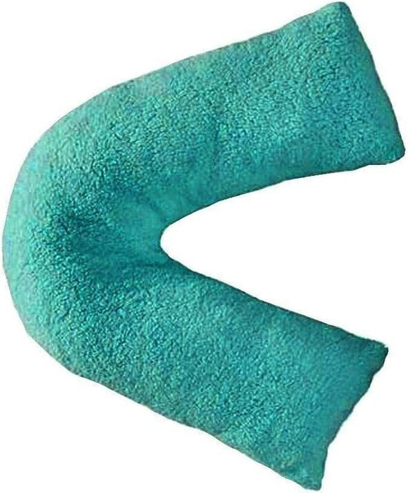 Night Zone Teddy Bear Fleece V Shaped Pillow – Soft Support Cushion with Case or Cover Only - Teal - Cover Only