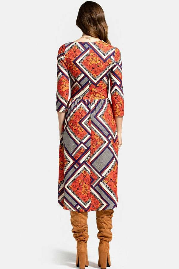 HotSquash Asymmetric Neckline Midi Dress