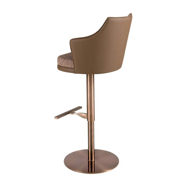 Angel Cerdá Swivel Stool in Mottled Brown Fabric and Brown Leatherette 4226