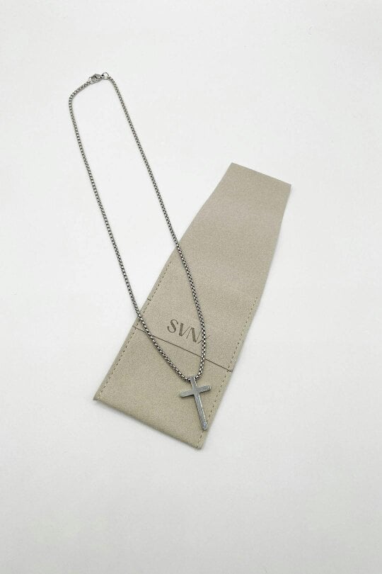 SVNX Cross Pendant Necklace in Silver