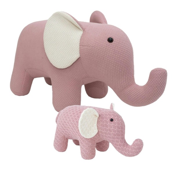 CROCHETTS Set of 2 cotton elephant plush toys (Large + Mini) PLTR02LTM03