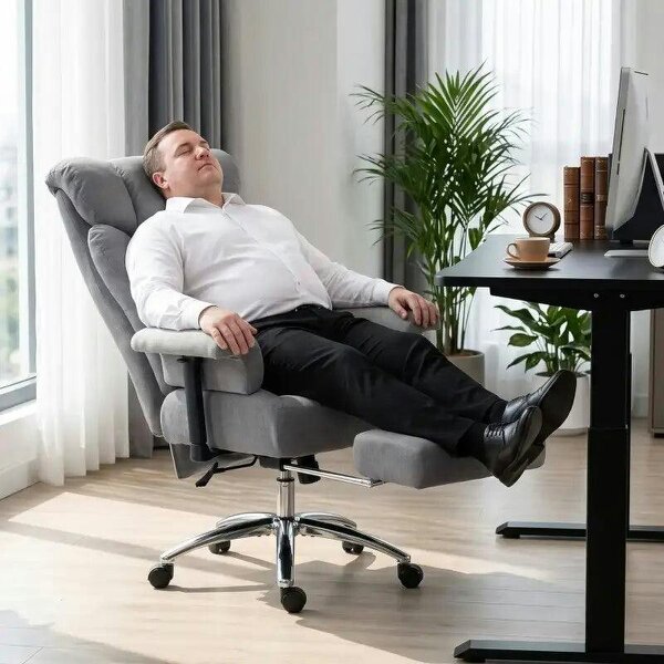 Big and Tall Office Chair, 250 kg Heavy Duty Executive Desk Chair with Adjustable Armrests and High Back, Dark Grey