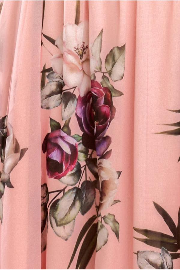 Sustainable Printed Flutter Sleeve Maxi Dress - Peach DR1582BBS