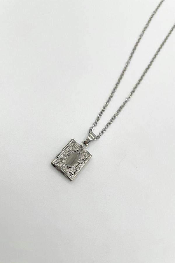 SVNX Booklet Locket Pendant Necklace in Silver