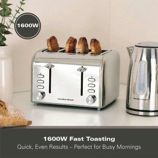 Hamilton Beach Rise Stainless Steel 4 Slice Toaster - Brushed & Polished