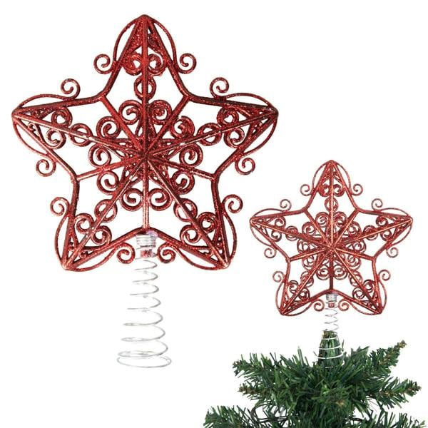 14.5cm Glitter Star Christmas Tree Topper in Assorted Colours for Festive Displays image 1