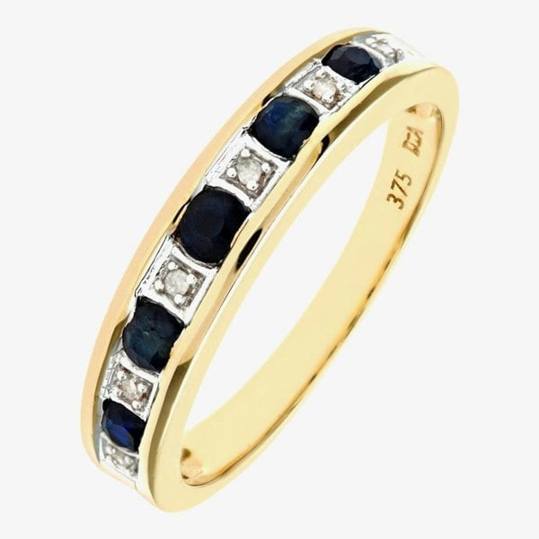 T. H. Baker 9ct Yellow Gold Blue Sapphire Half Eternity Ring PR03027Y SA