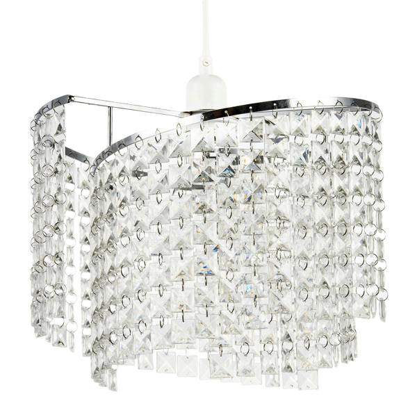 Modern Chrome Chandelier Pendant Shade with Cascading Acrylic Panels Image 1