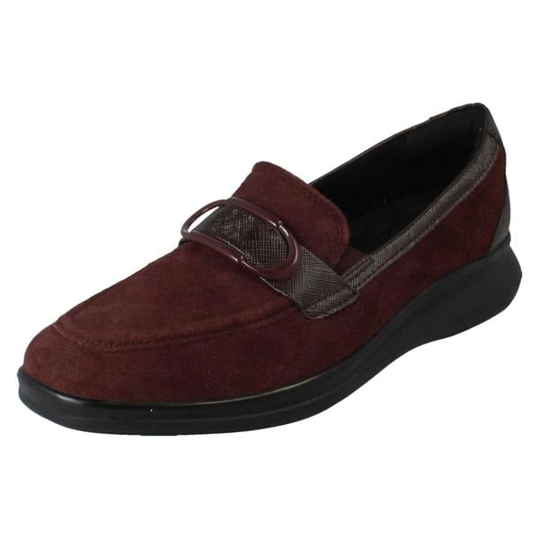 Clarks Ladies Clarks Slip On Shoes Lynell Bay - Wine - D