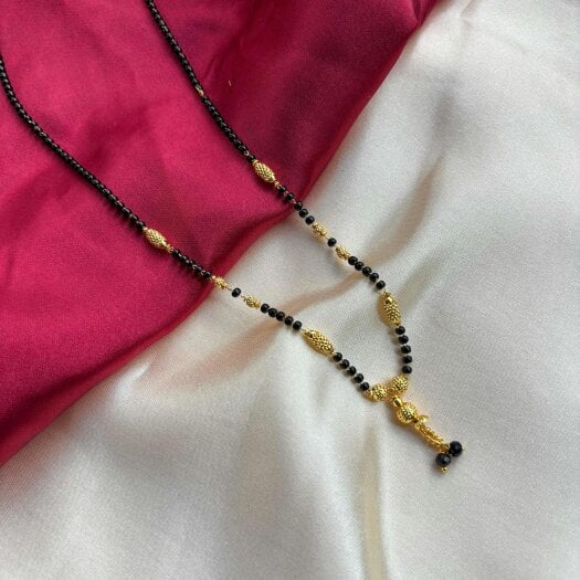 The Colourful Aura Gold Black Beaded Indian Asian Nazar Mangalsutra Choker Pendant Necklace