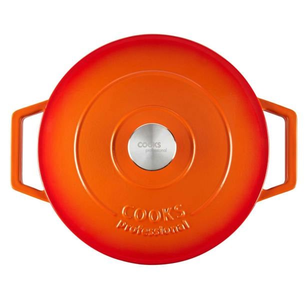 Cooks Professional 26cm Cast Iron Casserole | Orange