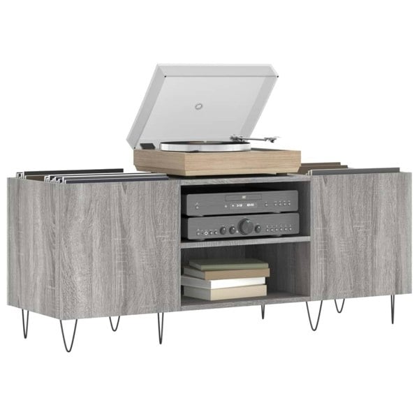 Berkfield Record Cabinet Grey Sonoma 121x38x48 cm Engineered Wood