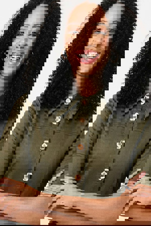 Khaki | Boxy Button Down Shirt Mini Dress